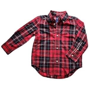 𝅺CHAPS dress shirt boys size 3/3t red black button up
